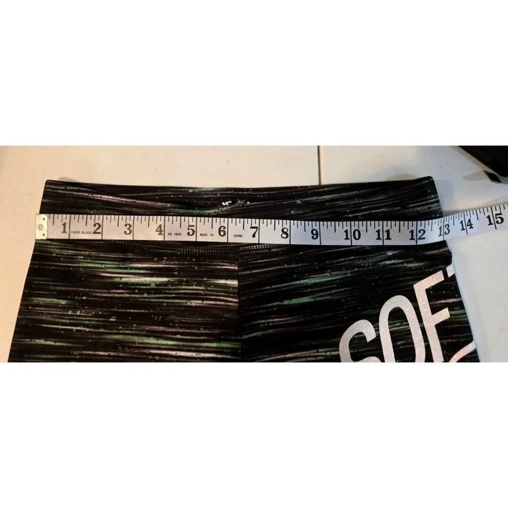 Justice Girls Softball Leggings sz14 Black Multi Color Full Lenght Stretch Sport